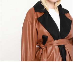 Eloquii Colorblocked Faux Leather Coat